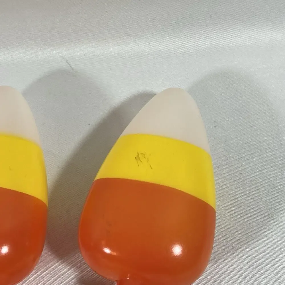 Vintage Set of 10 Candy Corn Blow Mold Plastic String Light Covers Halloween